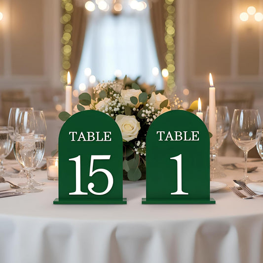 Arch Wedding Table Numbers 1-15 with Stands, 5" X 7" Double Sided Acrylic Wedding Sign Holders, Durable Non-Fading Table Number for Wedding Reception, Events, and Centerpieces