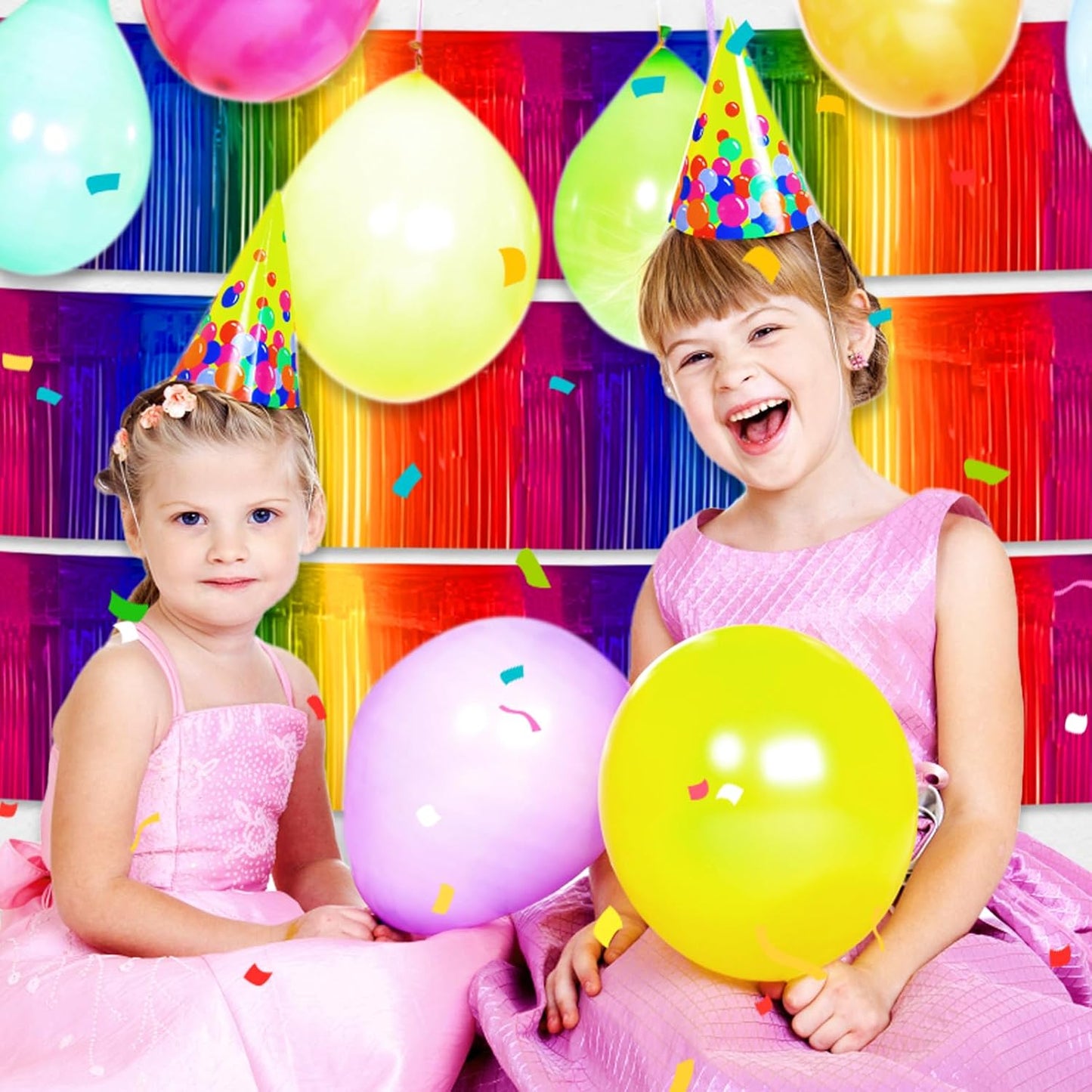 3 Pack 10 Feet Dark Rainbow Foil Fringe Garland Metallic Tinsel Streamers Banner Wall Hanging Curtain Backdrop for Parade Floats, Christmas, Valentine's Day, Thanksgiving, Birthday Party Decorations