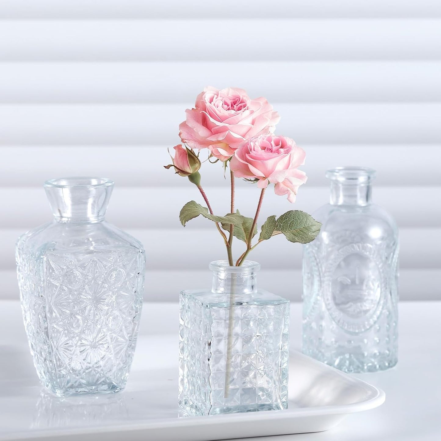 Glass Bud Vase Set of 16, Small Vases for Flowers, Mini Vintage Vase for Centerpieces, Clear Flower Vases for Wedding, Table, Party, Home Decor