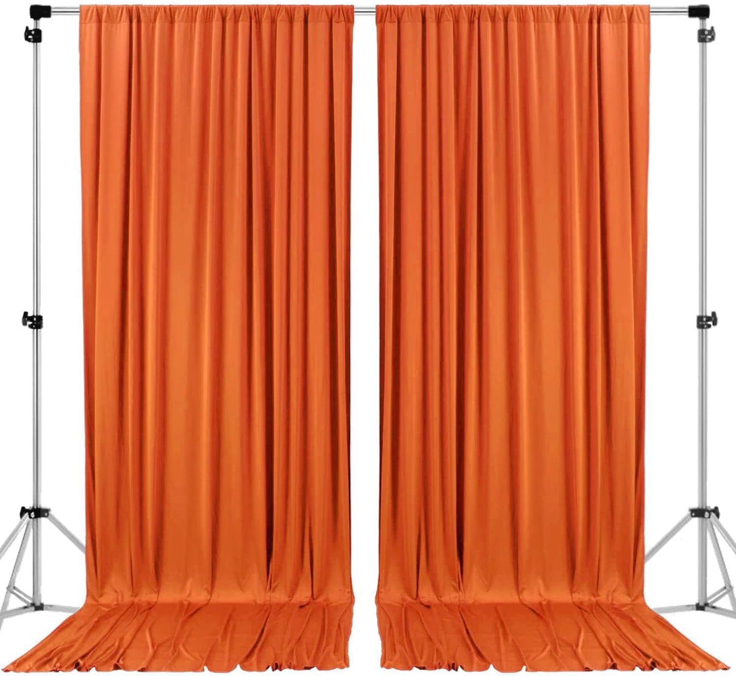 AK TRADING CO. 10 feet Wide x 12 feet Long Polyester Backdrop Drapes Curtains Panels with Rod Pockets - Wedding Ceremony Party Home Window Decorations - (Orange)