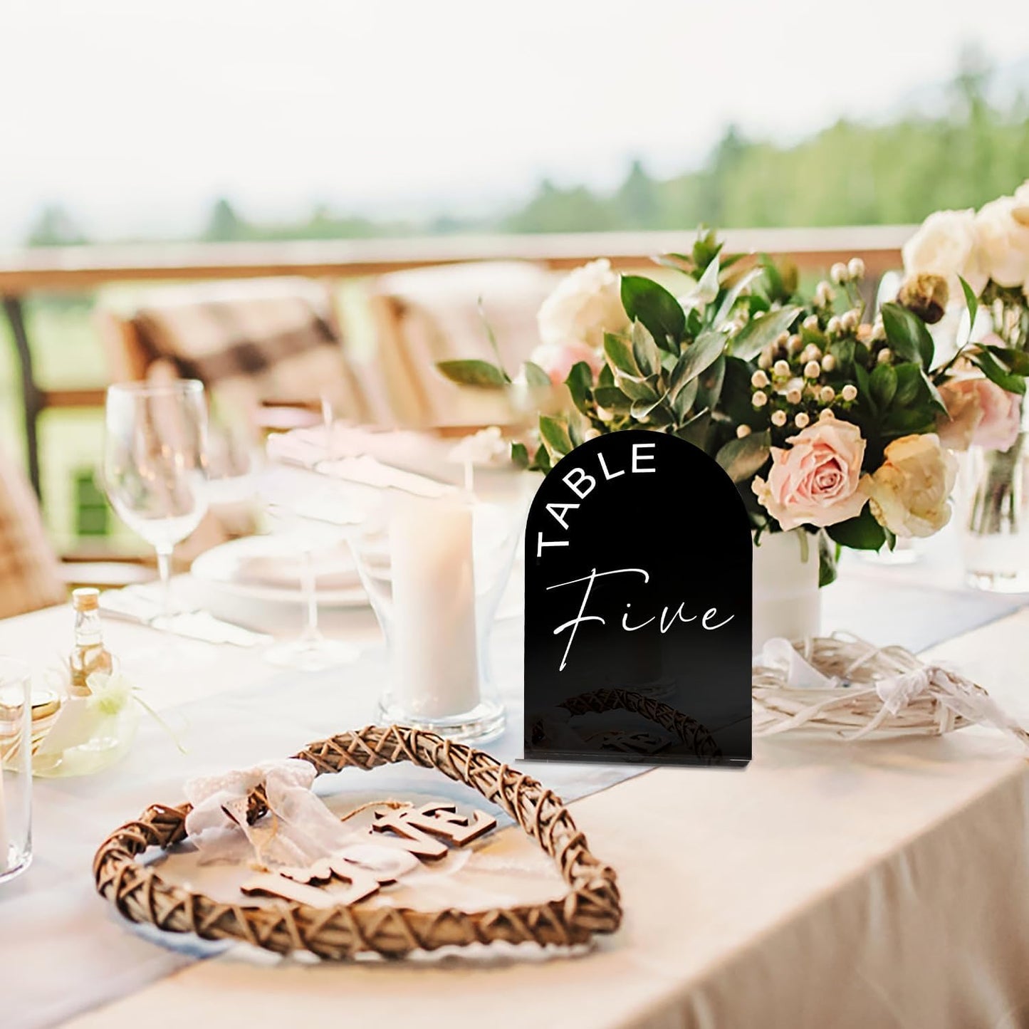 Black Arch Wedding Table Numbers 1-20 with Stands, 5x7 Inch Acrylic Arch Sign with Holder for Wedding Reception Table Centerpiece Decoration