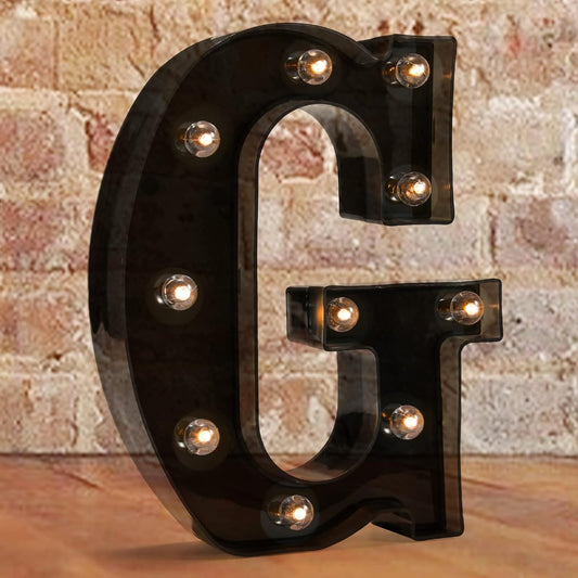 LED Illuminated Letter Marquee Sign - Alphabet Decorative Letters with Lights For Wedding Birthday Party Christmas Night Light Lamp Home Bar Decoration (G - Black)