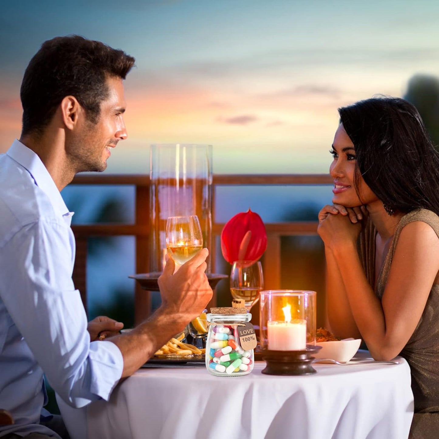 Capsule Letters Message in a Bottle - Long Distance Relationships Gift for Boyfriend Girlfriend Birthday,Valentine's Day,Christmas, Anniversary (Mixed Color 50pcs)