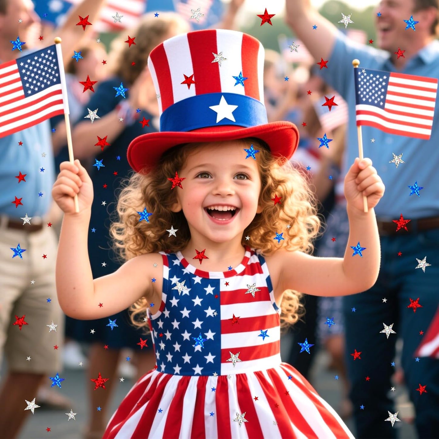 MARFOREVER Glitter 4th of July Star Confetti, Red White Blue Star Sprinkles Independence Day Scatter Confetti Patriotic Table Centerpiece for Fourth of July Memorial Day American Party Decorations