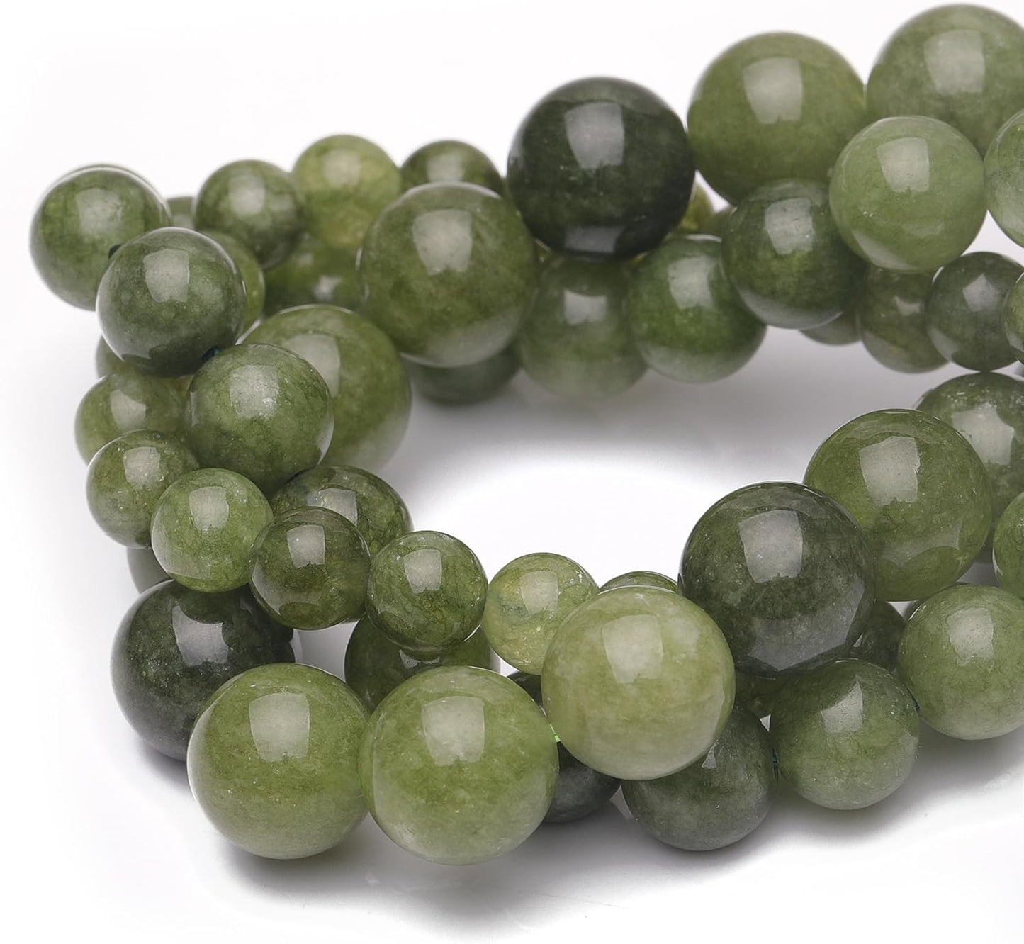 8mm Natural Stone Beads for Jewelry Making,Green Jade Polished Smooth Round Gemstone Beads for Bracelet Necklace 15 Inch