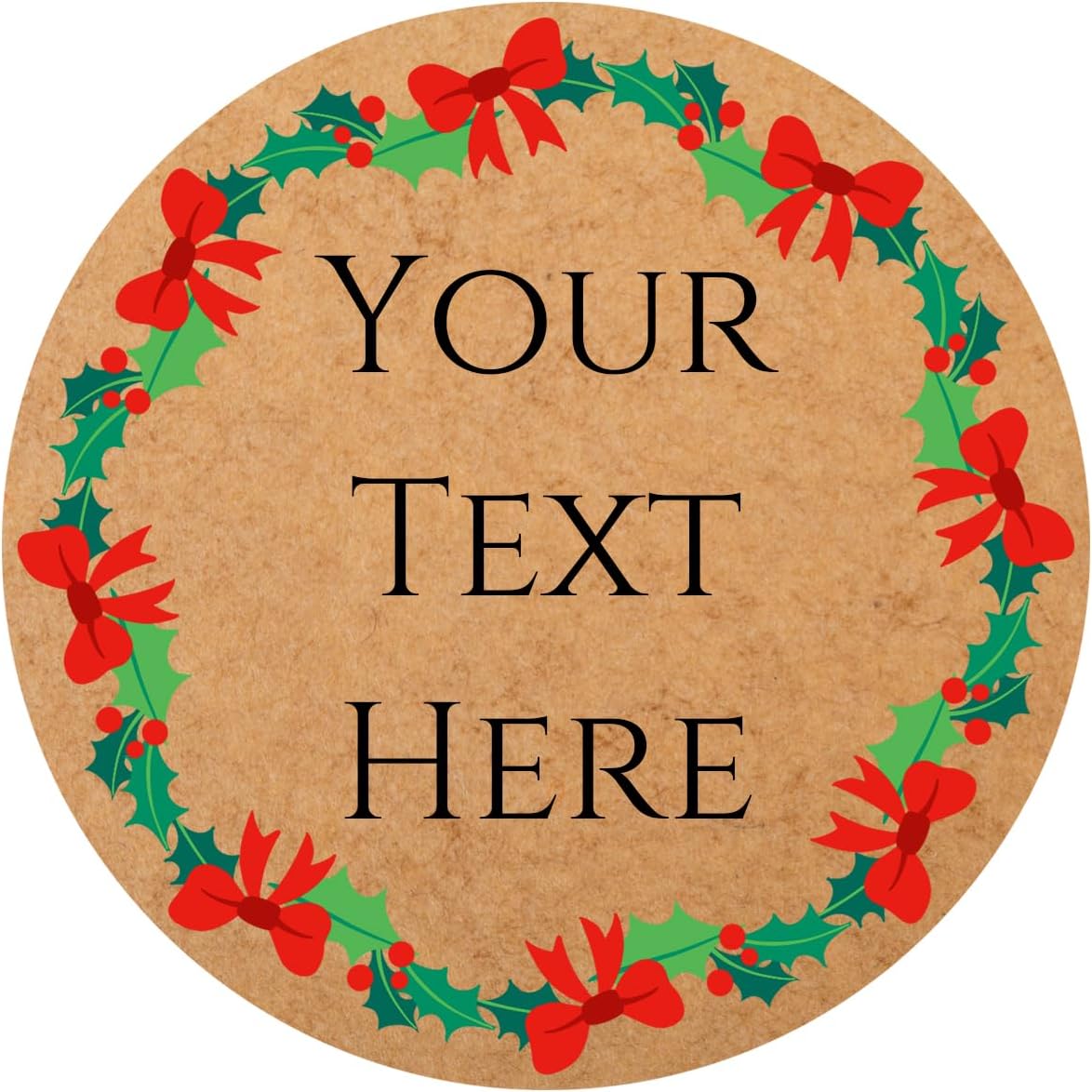 100-1000pcs Custom Stickers Merry Christmas Stickers Personalized Labels Adhesive Xmas Decorative Envelope Seals Stickers for Cards Gift Boxes (Round Kraft -1)