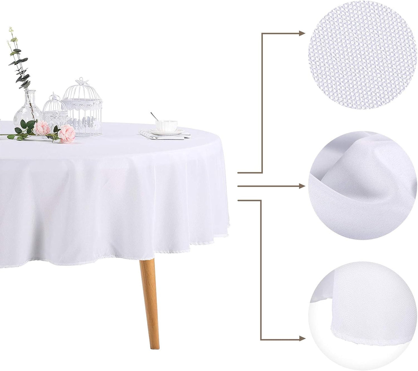 Ascoza 2pack 70 Inch White Round Tablecloth in Polyester Fabric for Wedding/Banquet/Restaurant/Parties