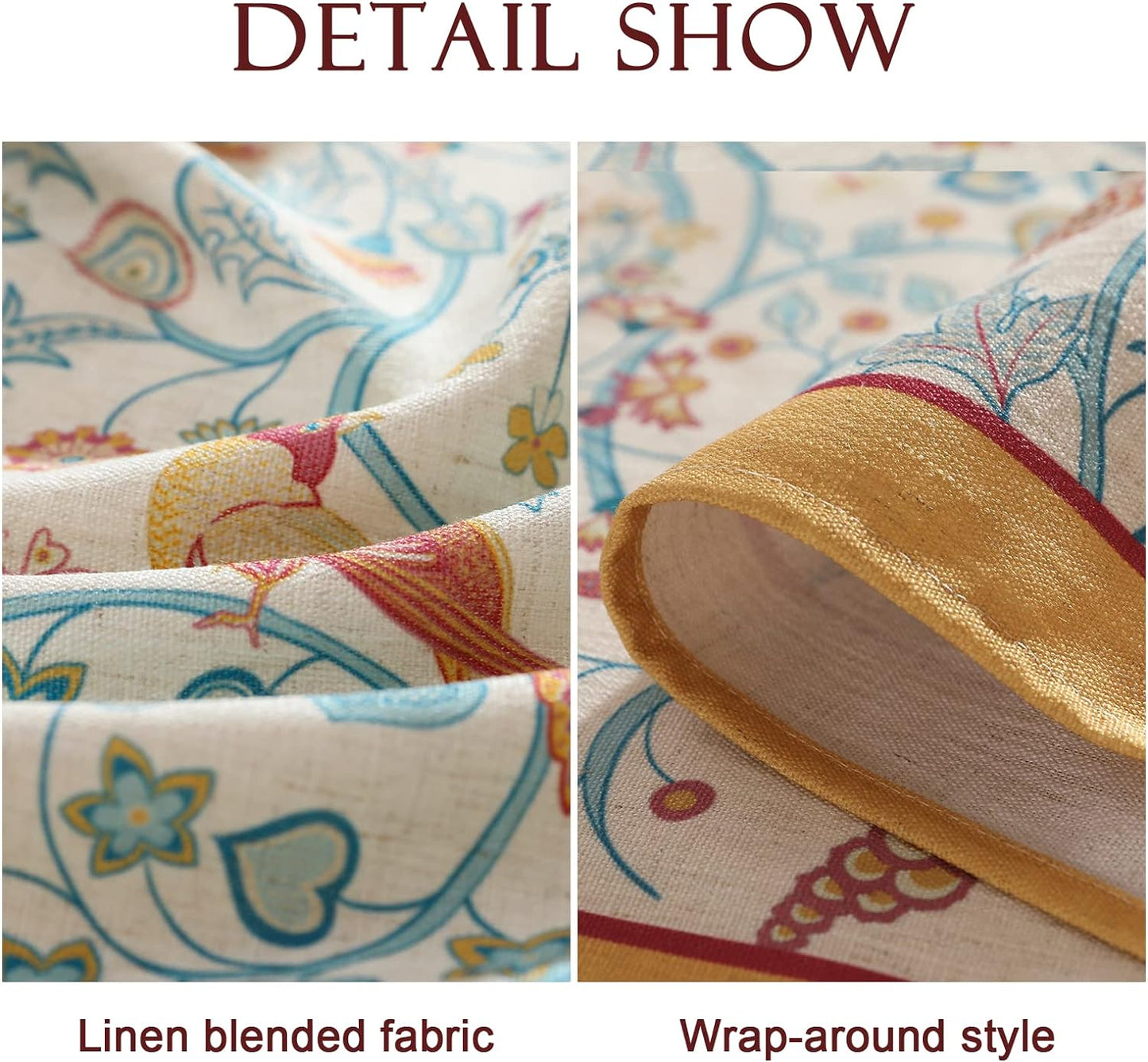 patdrea Designer Vintage French Extra Long Rectangular Tablecloth,Floral Birds Pattern Linen Table Cloth,Decorative Cover for Kitchen Dining Banquet,Christmas,Thanksgiving,67"x118"-Magnolia