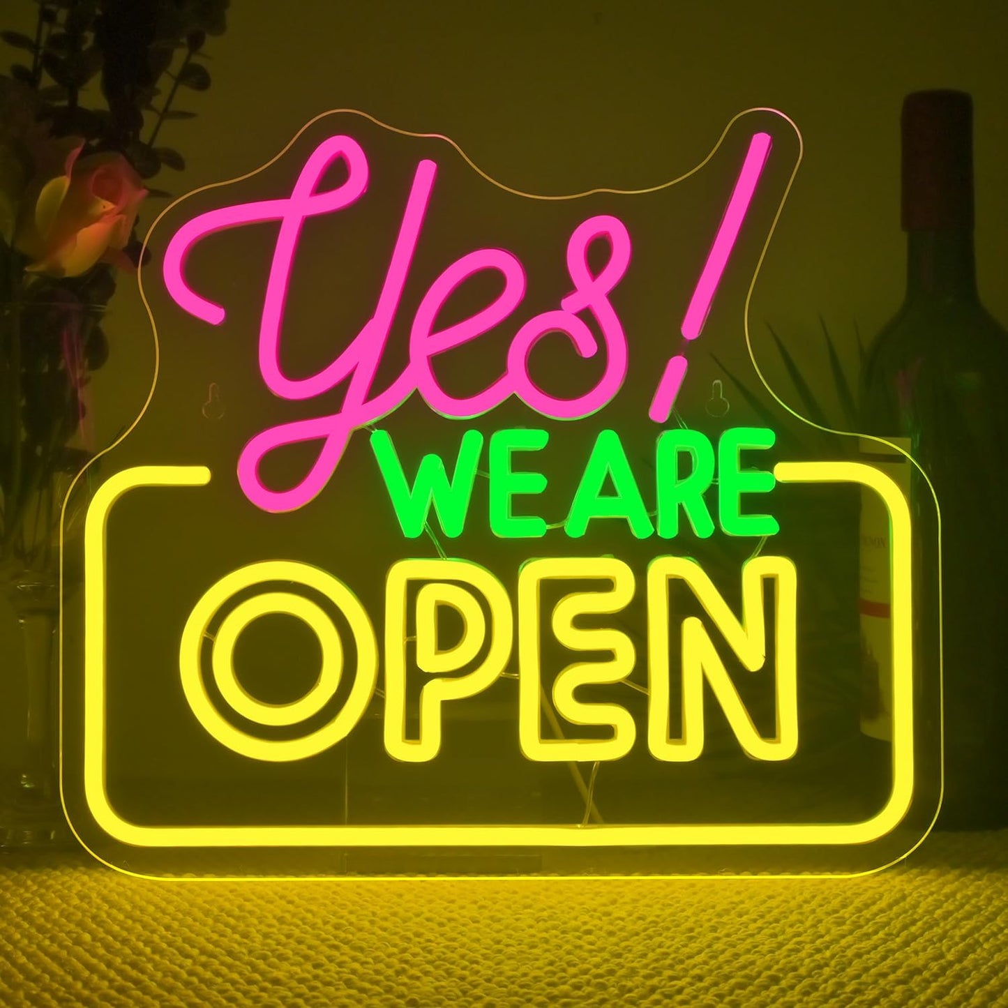 Ineonlife Open Neon Sign Light Up for Wall Decor Yes We Are Open Led Sign for business Acrylic Decoration for bar coffee shop restaurant cafe club party man cave Decorations 13.58x11.81 inch USB POWER