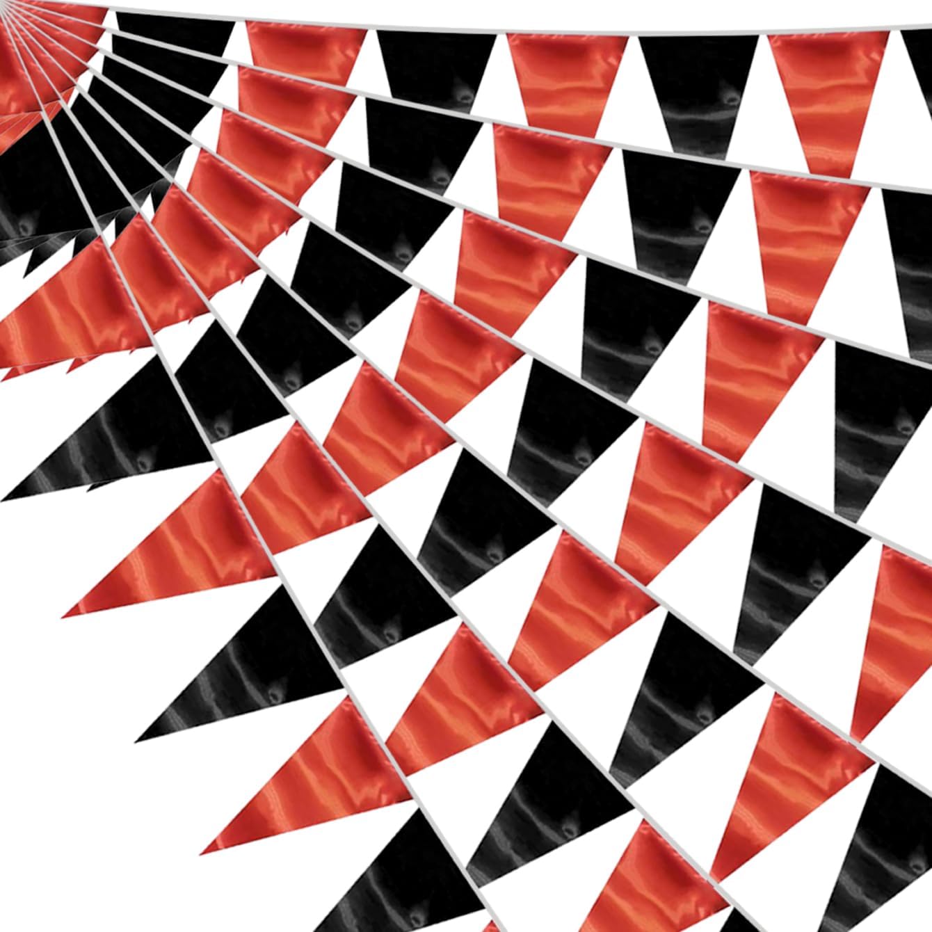 65FT Red Black Triangle Pennant Banner Flag Metallic Fabric Bunting Garland for Christmas Graduation Bachelorette Anniversary Birthday Engagement Wedding Anniversary Casino Party Decorations Supplies