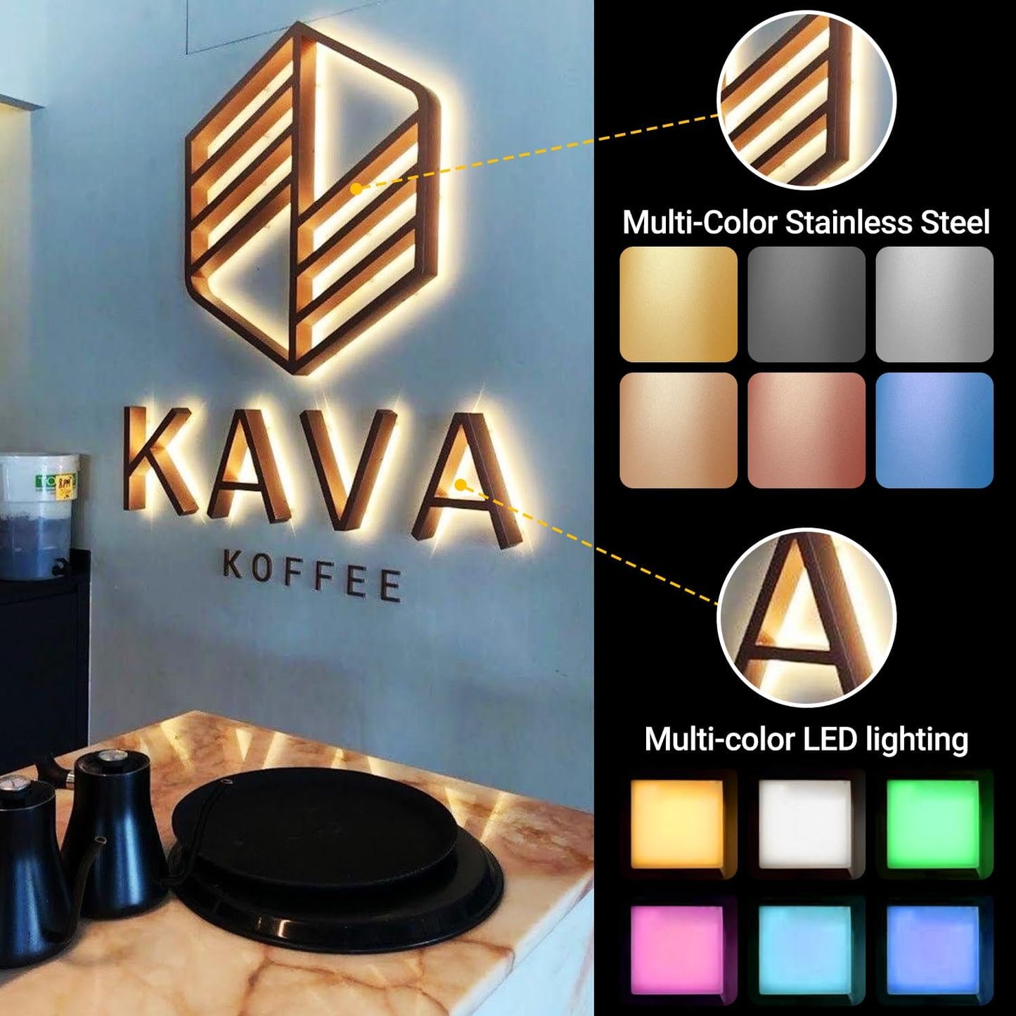 Custom Led Business Backlit Signage, Customizable 3d Laser Cut Metal Business Logo Sign For Wall, Personalized Illuminated Backlit Reverse Channel Sign For Company Office Salon Storefront Studio Cafe