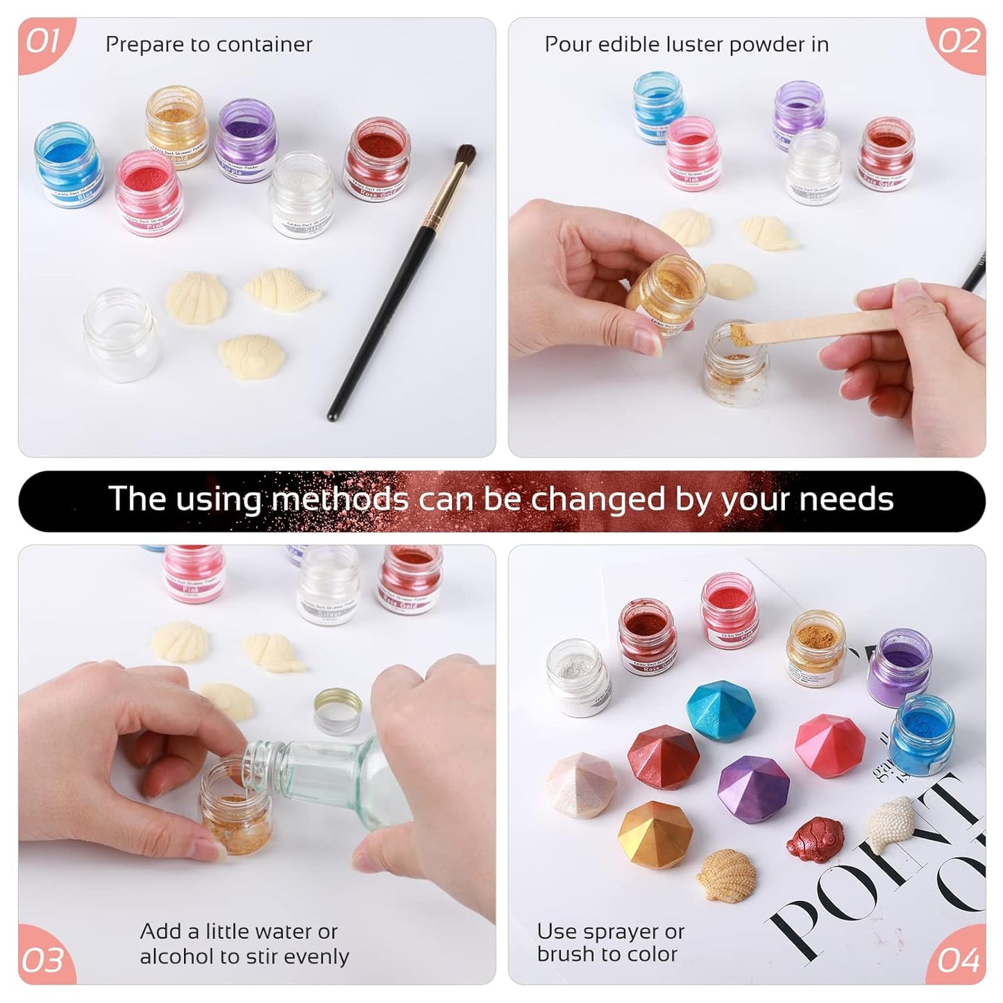 Jelife Rose Gold Edible Luster Dust - 5 Grams Food Grade Cake Dust Shimmer Powdered, Edible Metallic Powder Food Coloring for Cake Decorating, Chocolates, Fondant, Drinks, Painting & More, Vegan