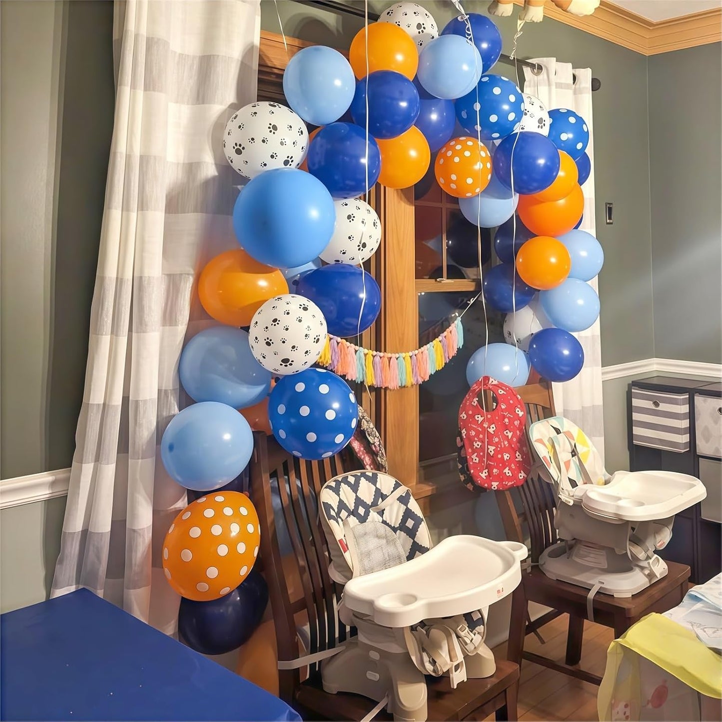 Blue and Orange Balloons Set, 12 Inch Orange Royal Pastel Dark Blue Balloon with Paw Print Balloons for Boys Girls Dog Puppy Paw Theme Decor Baby Shower Birthday Party Decorations Supplies