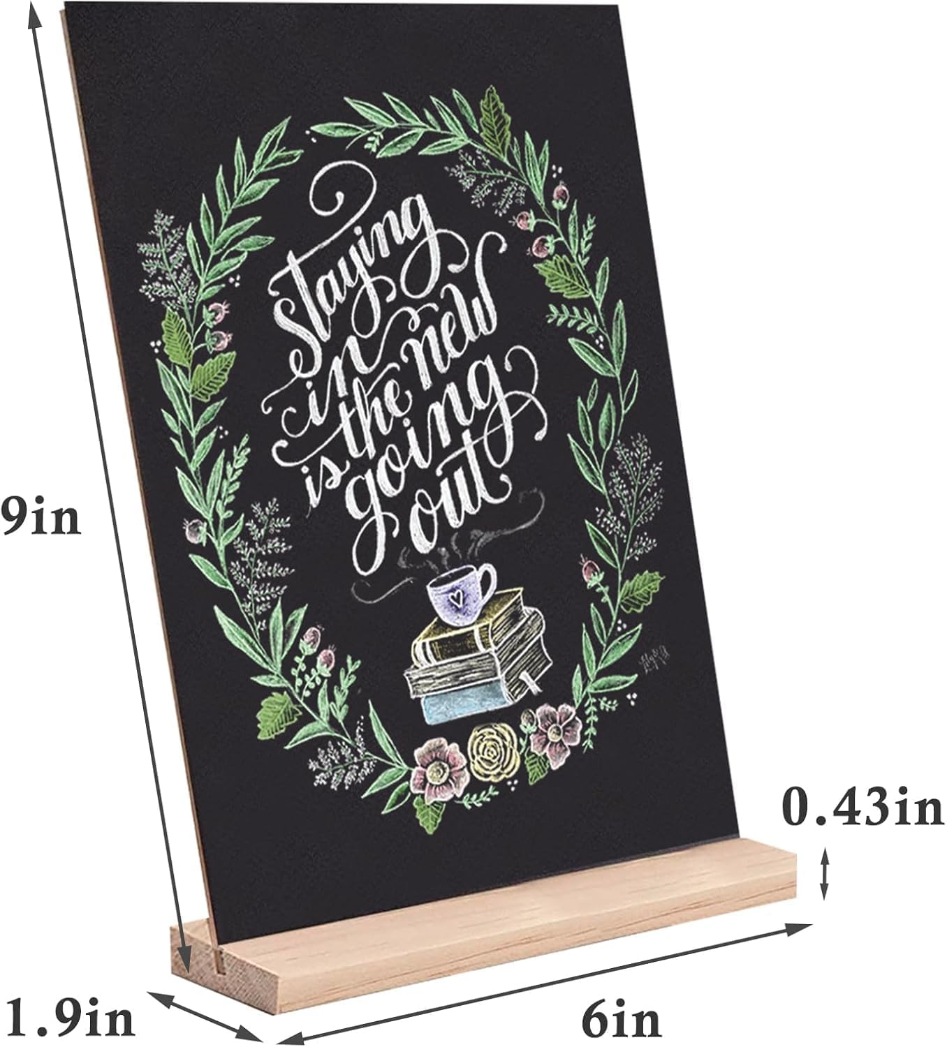 Small Chalkboard Signs, Double Side 6 x 9 Inch Wooden Tabletop Chalkboard Sign with Base Stands - Set of 6, Decorative Mini Table Signs Message Chalk Board Sign for Kitchen Wedding Bar and Restaurant