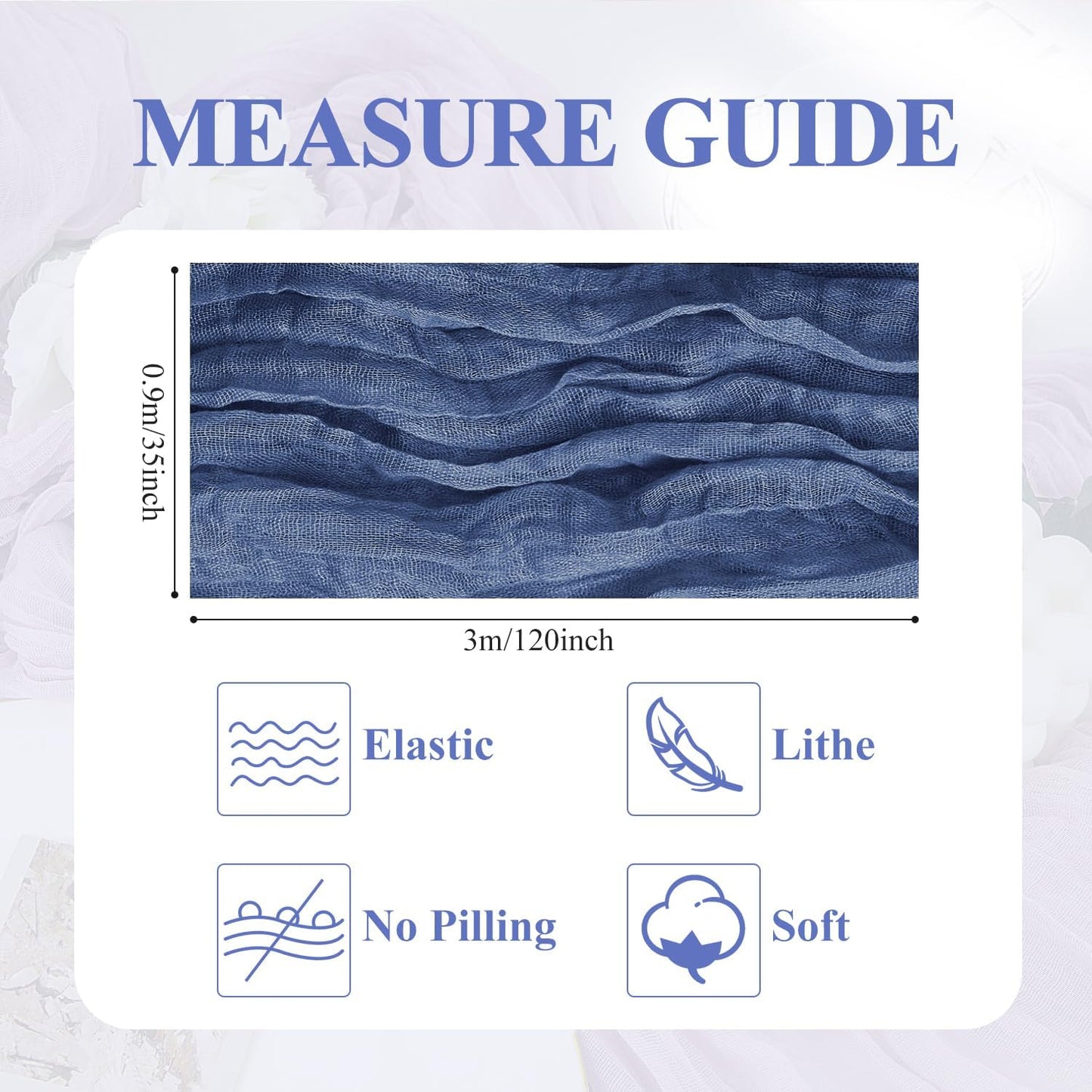 Asee'm 2pcs Cheesecloth Table Runner 120 Inches Long Blue Boho Gauze Cheese Cloth Runner 10FT Rustic Sheer Table Runners for Christmas Wedding Party Baby Shower Spring Easter Decoration