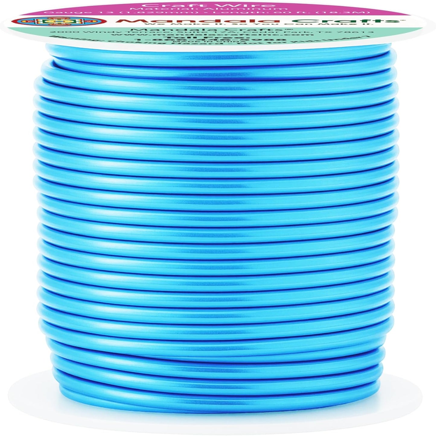 Mandala Crafts 13 Gauge Anodized Aluminum Craft Wire for Jewelry Making - 60 FT Colored Flexible Vivid Sky Blue Wire - Bendable for Bonsai Armature Crafting Sculpting