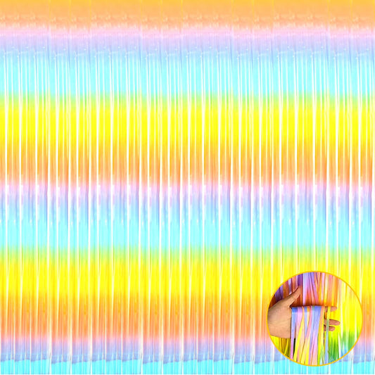 4 Pack Rainbow Foil Fringe Curtain Backdrop, 3.3Ft x 9.8Ft Colorful Metallic Tinsel Streamers Curtains, Wedding, Thanksgiving, Birthday, Christmas, Halloween Party Decoration