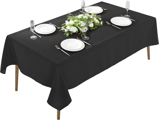 Craft And Party Rectangle Tablecloth, 60 x 126 Inch Black Tablecloth, 8ft Rectangle Table Cloth, Polyester Fabric Washable Tablecloth for Home, Party, Wedding or Restaurant Use.