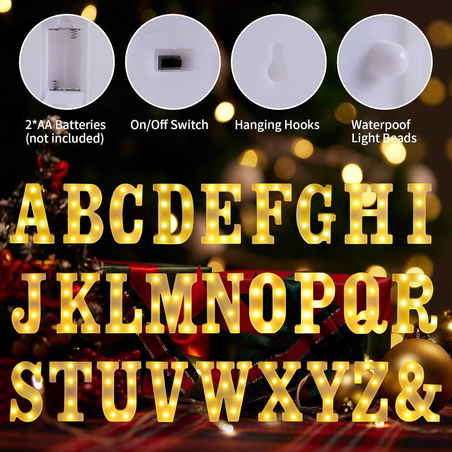 Light Up Letter J,LED Sign Marquee Letters 26 Alphabet for Party Birthday Name,Wedding,Christmas Decorations,Personalized Name Sign Letters for Centerpieces Table and Wall Decor