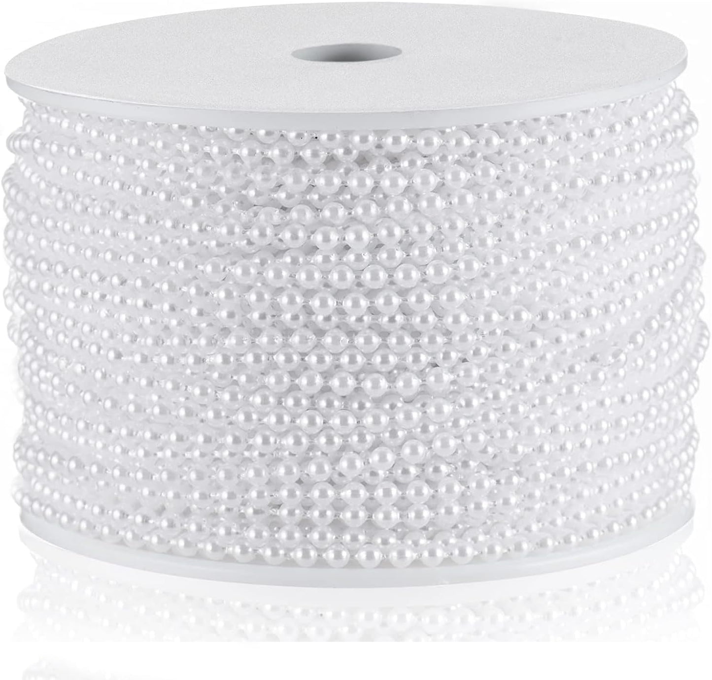 Craft String Pearls 3MM Pearl Bead, 99 Feet White Faux Pearl Garland Spool Roll Strand Wedding Party Decoration
