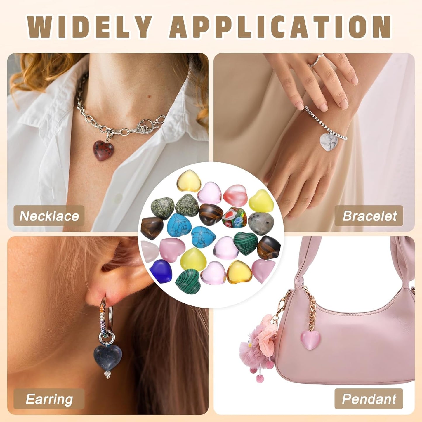 PATIKIL 20 Pcs Natural Heart Shaped Crystal Stone, 0.6 Inch Mini Polished Love Gemstone Crystal, Pocket Rock Engraved Worry Stones for Women Gifts Meditation, AB White