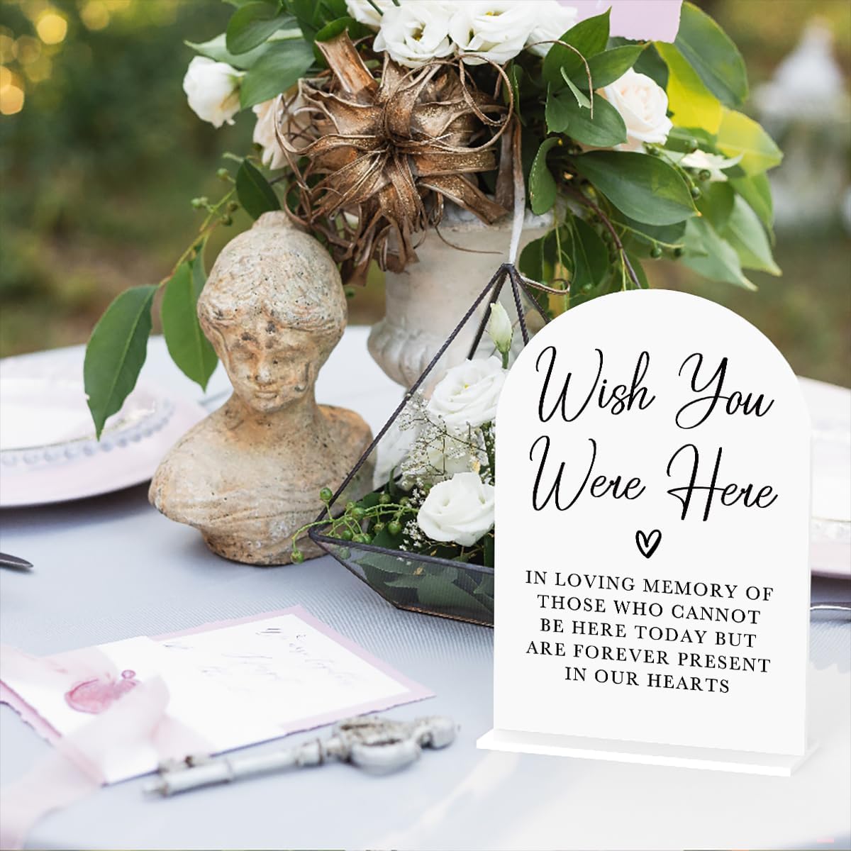 Acrylic Wedding Sign Wedding Signs for Ceremony Wish You Were Here Sign for Wedding Modern Calligraphy Arch Acrylic Table Top Sign for Wedding Reception and Event Party Table(white）