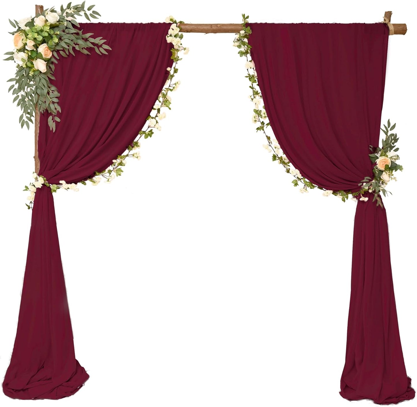 6 Panels Burgundy Wedding Arch Drapery 28" x20Ft Wedding Arch Draping Fabric Chiffon Fabric Drape Sheer Backdrop Curtain for Weddings Party Swag Ceremony Birthday Arbor Drapery Reception Ceiling Décor