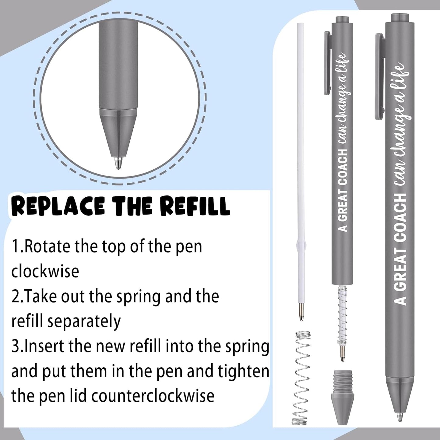 24 Pcs Coaches Appreciation Gifts Ballpoint Pen Sports Thank You Work Pen for Coaches Funny Gifts Idea Men Christmas Birthday Retired