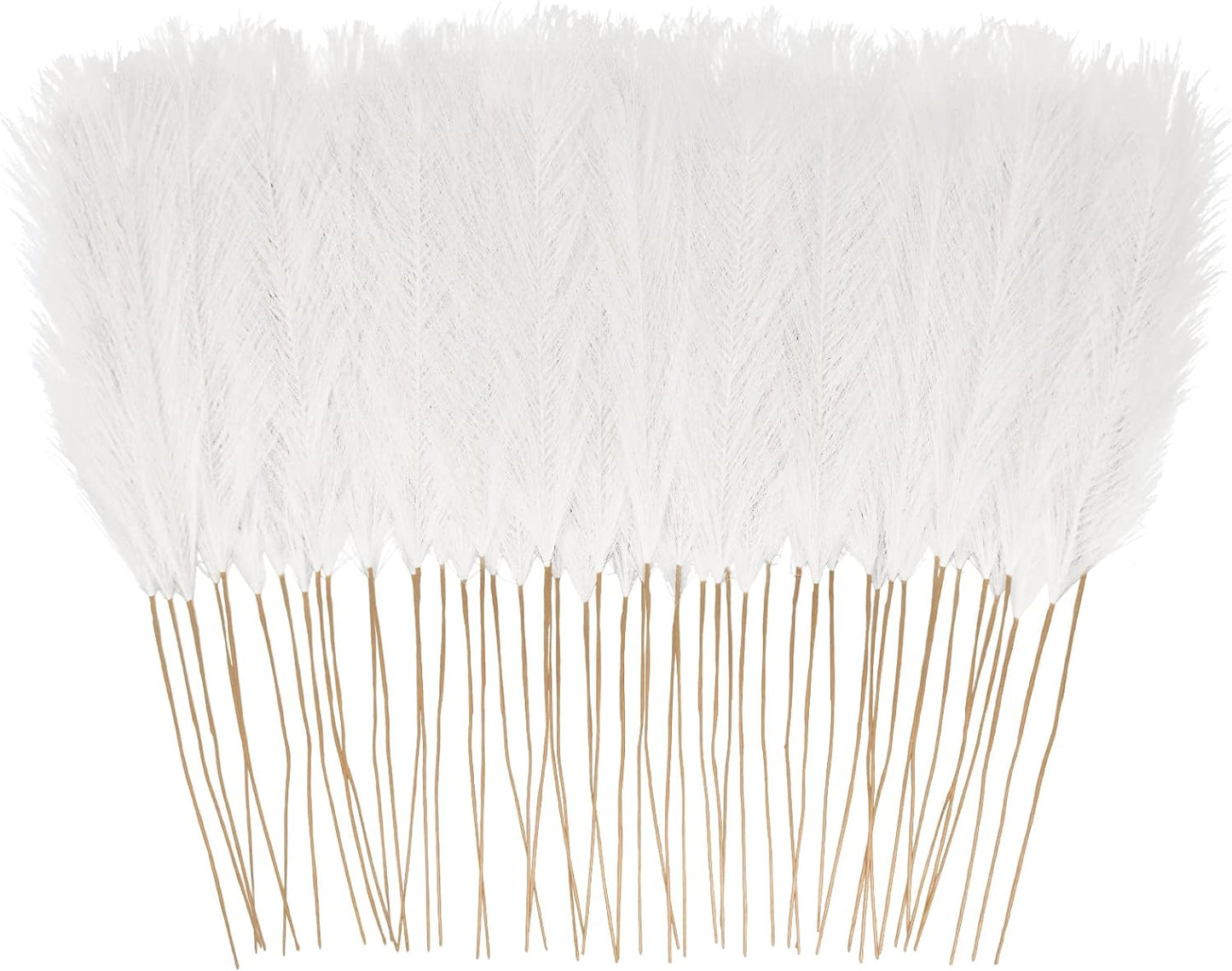 50pcs White Faux Pampas Grass Decor, 21.6" Short Artificial Pompous Grass Floral Fake Pompas Grass Branches Vase Filler Flower Arrangement for Home Wedding Boho Decor