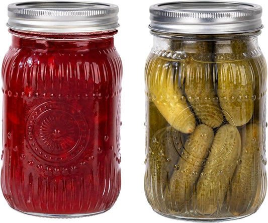 WELLIFE Wide Mouth Mason Jars, 2 Pcs Wide Mouth Mason Jars 32 OZ for Preserving,Jam,Honey,Wedding Favors,Sauces,Meal Prep,Salad,Yogurt & Decor