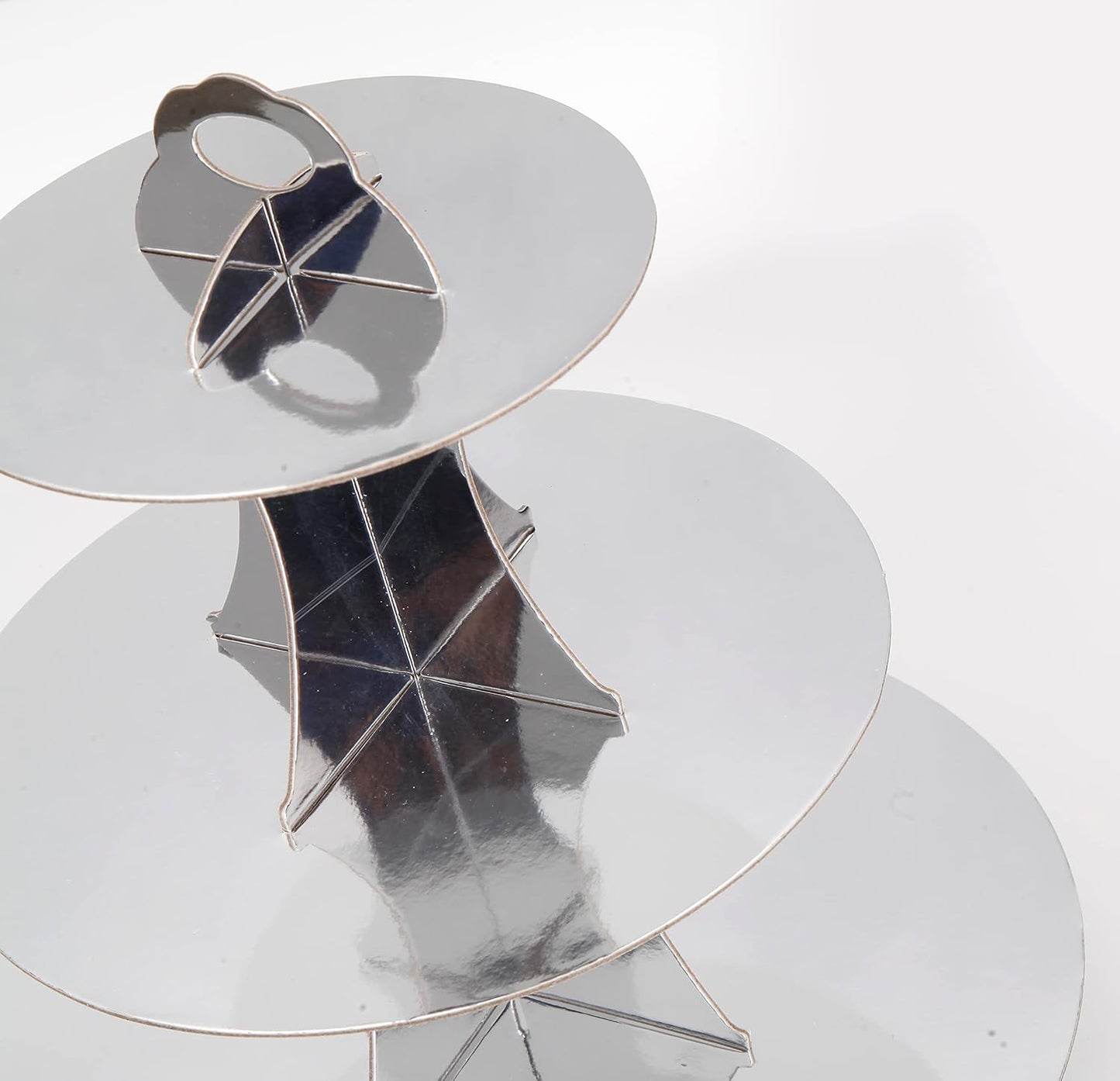 3-Tier Cupcake Stand, Sliver Cardboard Cake Stand Holder, Tiered DIY Cupcake Stand Tower for Dessert Table Displays, Birthday Theme Party Favors Decoration, Floral Tea Party, 12" W x 12.8" H