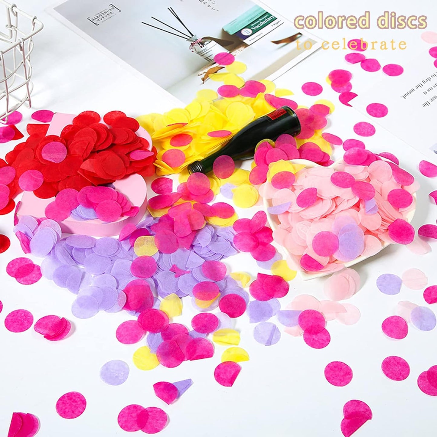 RYKOMO 10000 Pieces 1 Inch Round Tissue Paper Confetti, 3.5oz Multicolor Table Confetti Paper for Balloons Arts Craft DIY Scrapbooking Birthday Party Festival