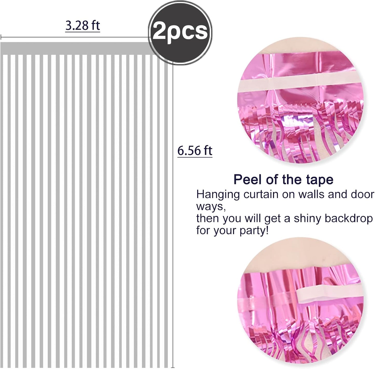 2 Pcs Silver Metallic Tinsel Foil Fringe Curtains Backdrop, 3.28 ft x 6.56 ft Streamers for Birthday Wedding Engagement Bachelorette Party Photo Booth Bridal Shower Baby Shower Decorations Supplies