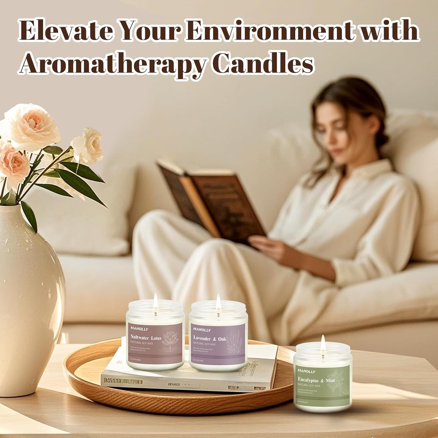 12 Pack Candles for Home Scented, Aromatherapy Candles Gifts Set for Women, Lavender, Vanilla, Rose,Eucalyptus Candle, 42OZ Natural Soy Wax Long Lasting Jar Candle, Birthday, Thanksgiving Day Present