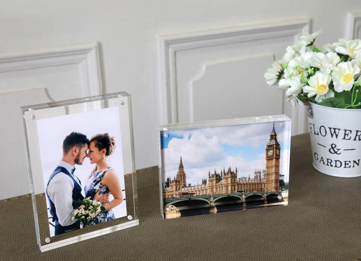 Magicool Premium Acrylic Photo Frame- Magnet Photo Frame -Double Sied Thick Desktop Frames (4x6 5 Pack)
