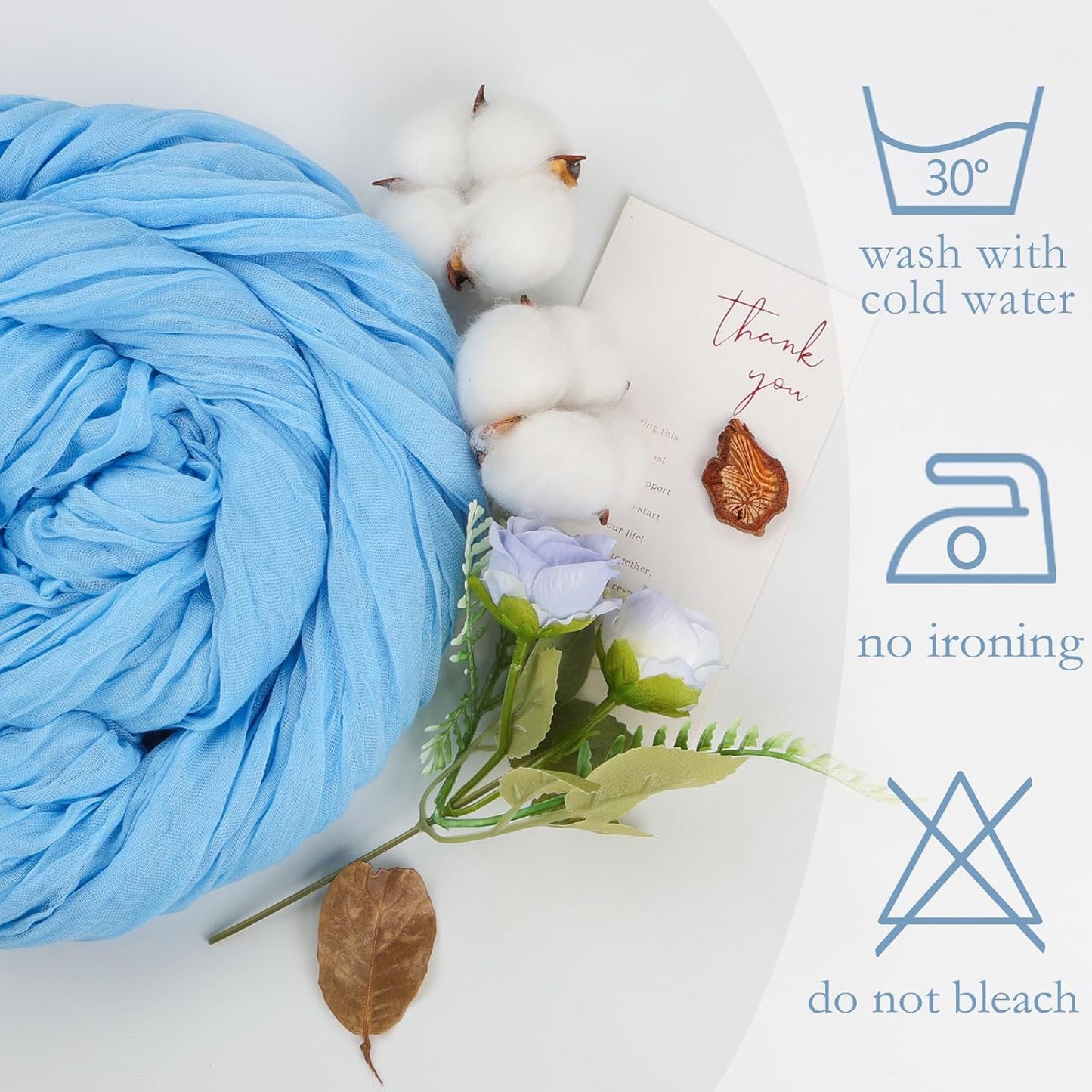 6 Pack Baby Blue Fall Table Runner 10ft Boho Gauze Fabric Cheesecloth Table Runner 35 x 120 Inch Rustic Sheer Runner for Romantic Wedding Decor Baby Shower Party Table Centerpiece Decorations