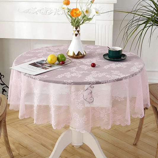 Jeloris Round Lace Tablecloth with Elegant Scalloped Bottom for Any Special Event Such as Wedding, Birthday Party, Baby Shower, Anniversary (78 inch, Style 2)