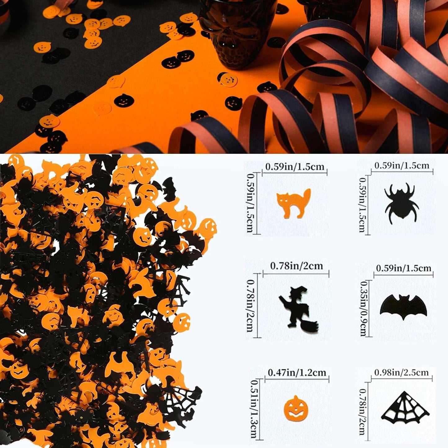 Halloween Bat and Spider Glitter Confetti, Pumpkin Decor Table Scatters 60g