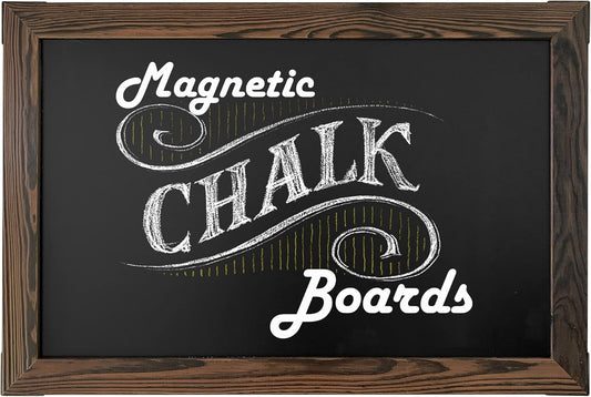 Loddie Doddie Magnetic Chalkboard Sign - 20 x 30 in Rustic Wood Frame - Easy-Erase Surface & Chalkboard Calendar for Wall - Magnet Board for Wall
