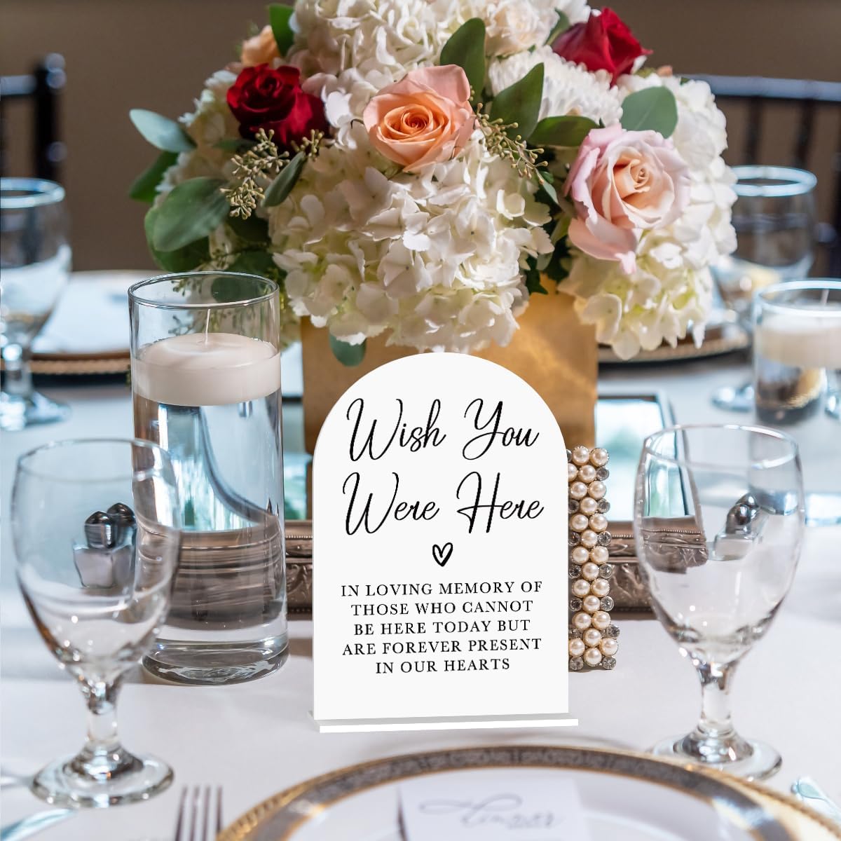 Acrylic Wedding Sign Wedding Signs for Ceremony Wish You Were Here Sign for Wedding Modern Calligraphy Arch Acrylic Table Top Sign for Wedding Reception and Event Party Table(white）