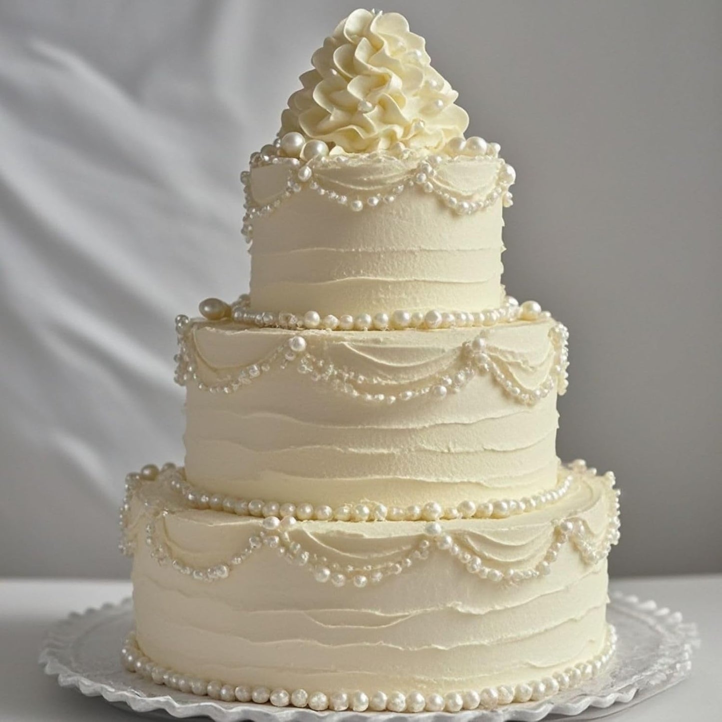 2 Yard Pearl Trim Chain String Silver Applique Fringe Ribbon Strips Beads Sewing Dress DIY Party Wedding Bouquet for Decoration Bridal Costume Embellishment