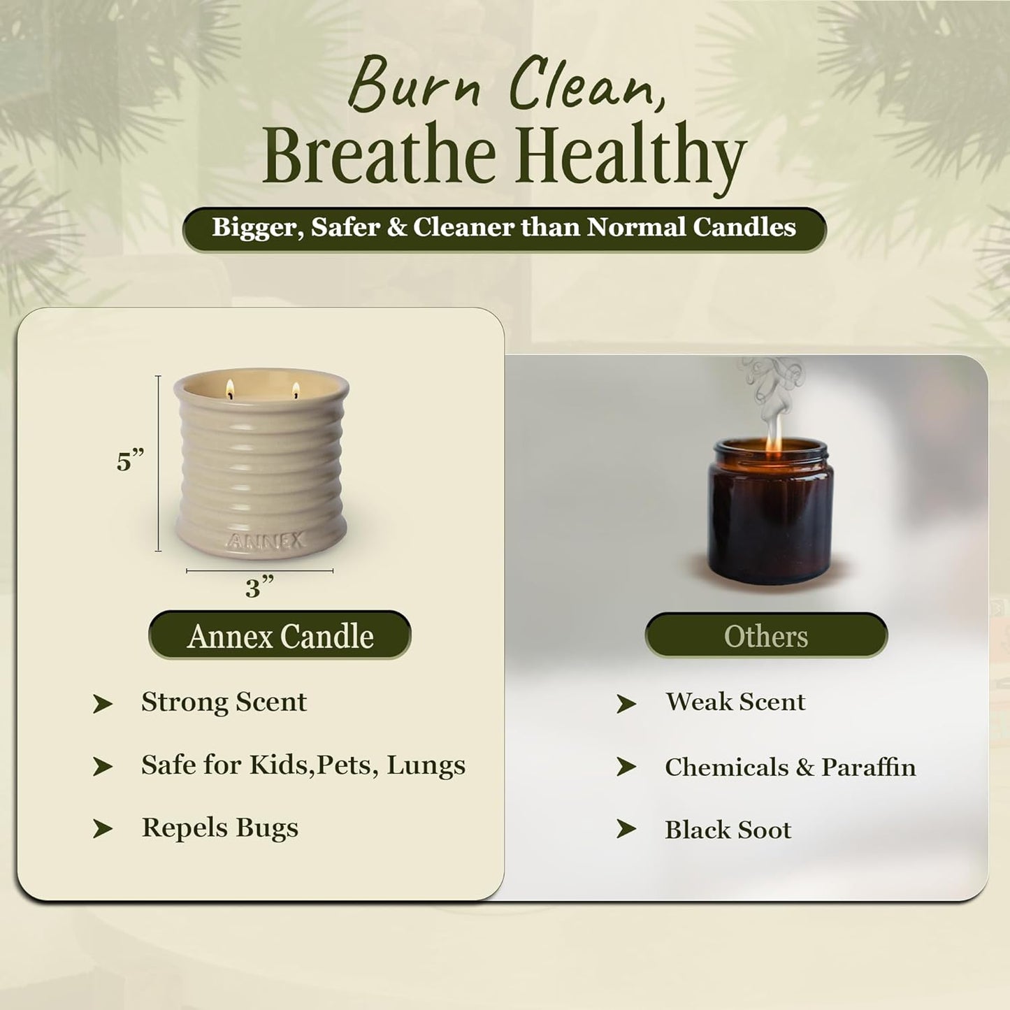 Scented Luxury Citronella Candles outdoor, Mosquito Bug Repellent | Handmade Ceramic Jars, Soy Wax | Cloudy Pillow - Fig Leaf & Lemon, Large Natural Candle | Non Toxic, 2 Wicks, Reusable Big Beige Jar