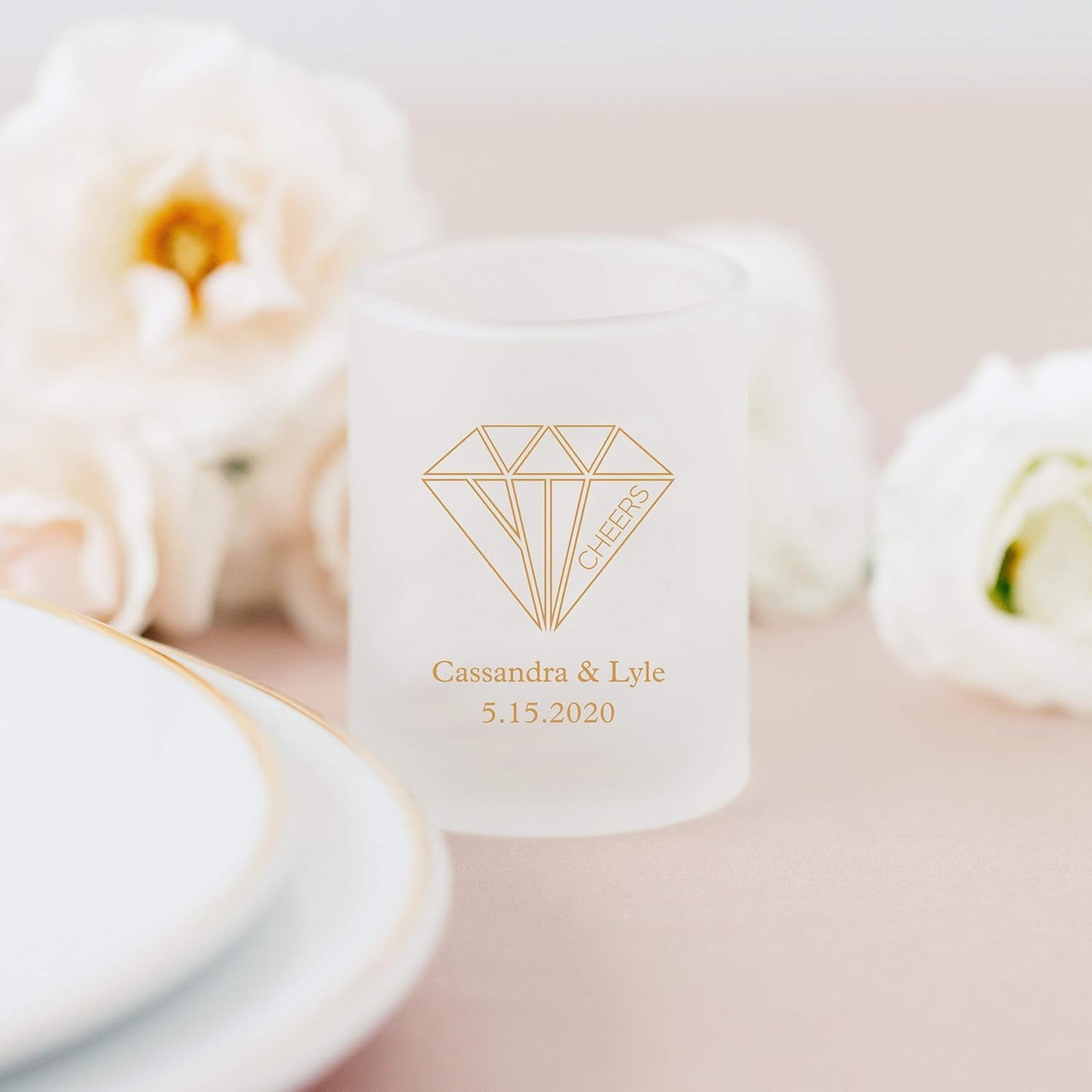 WEDDINGSTAR Personalized 3oz Frosted Shot Glass Customizable Full Color Print - 48 pack