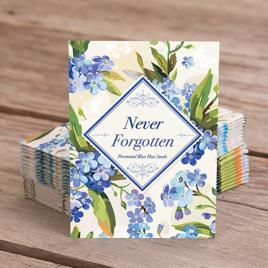 Bentley Seed Co. | Memorial Vintage Gift | Non-GMO, Non-Coated Blue Flax Seed Packets | Memorial & Funeral Keepsake | Linum Lewisii