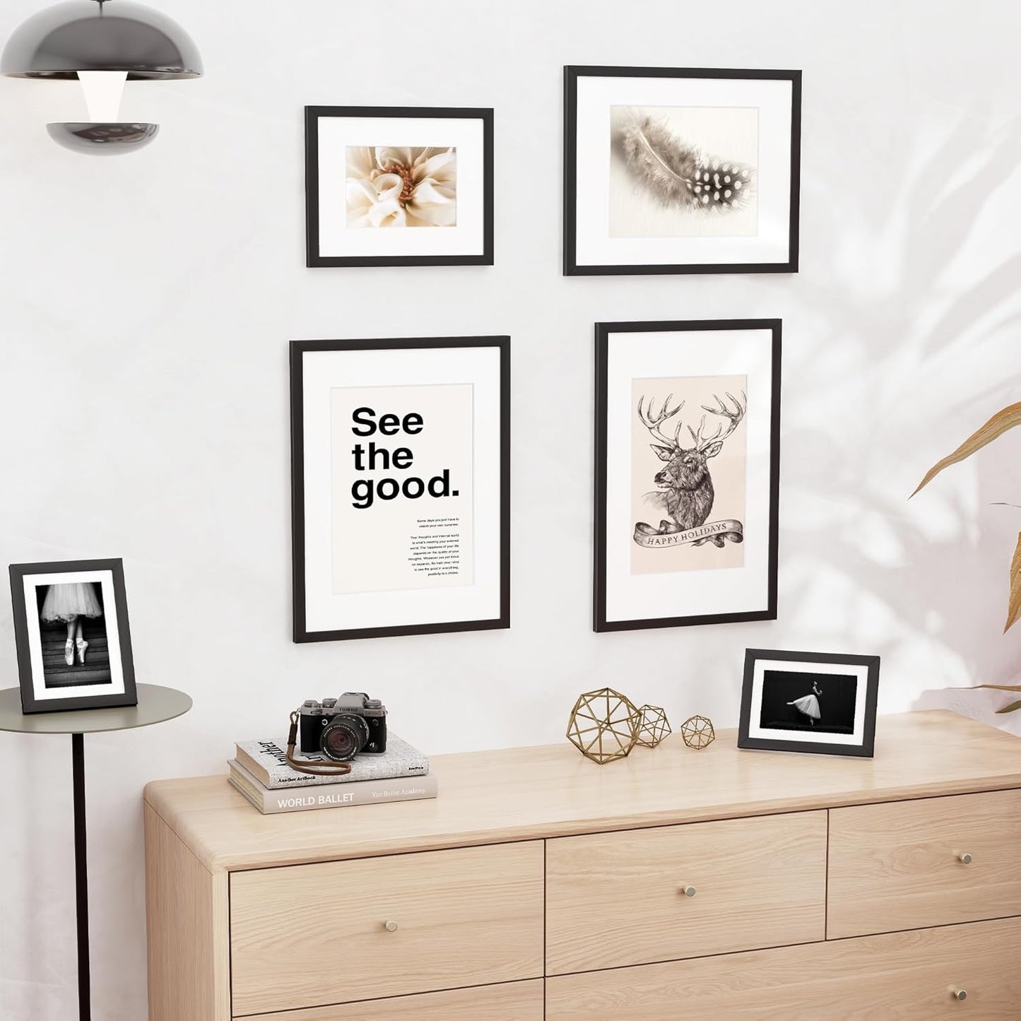 16x20 inch Picture Frame, 16x20 Photo Frames with 11x14 Removable Mat - High Definition Plexiglass - Vertical and Horizontal Display - Wall Hanging Frame - Black, 5 Pack