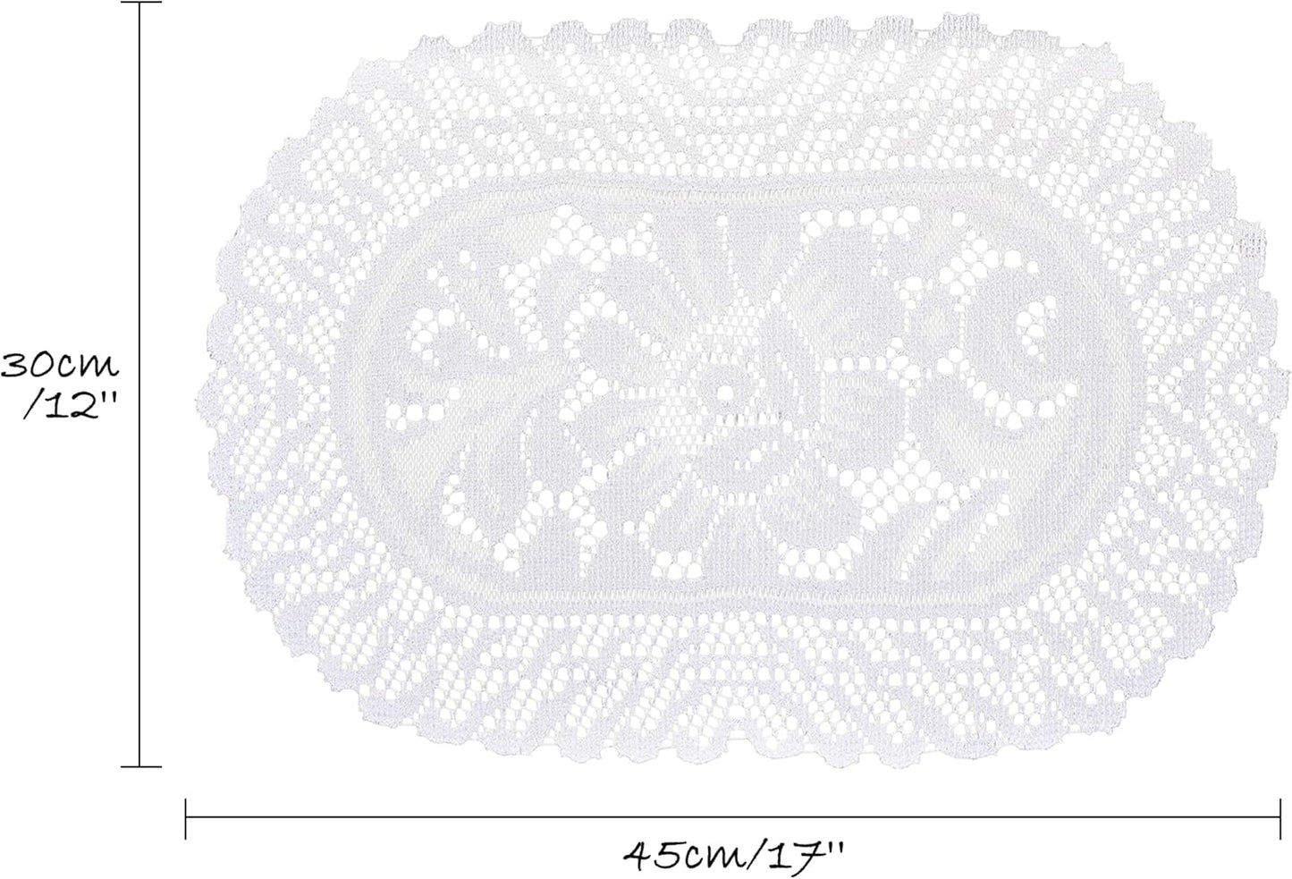 2PCS Oval Lace Placemats for Dining Table, White Lace Placemats Doilies, Embroidered Table Mats Farmhouse Cup Mat Vase Mat, 12x17 Inch
