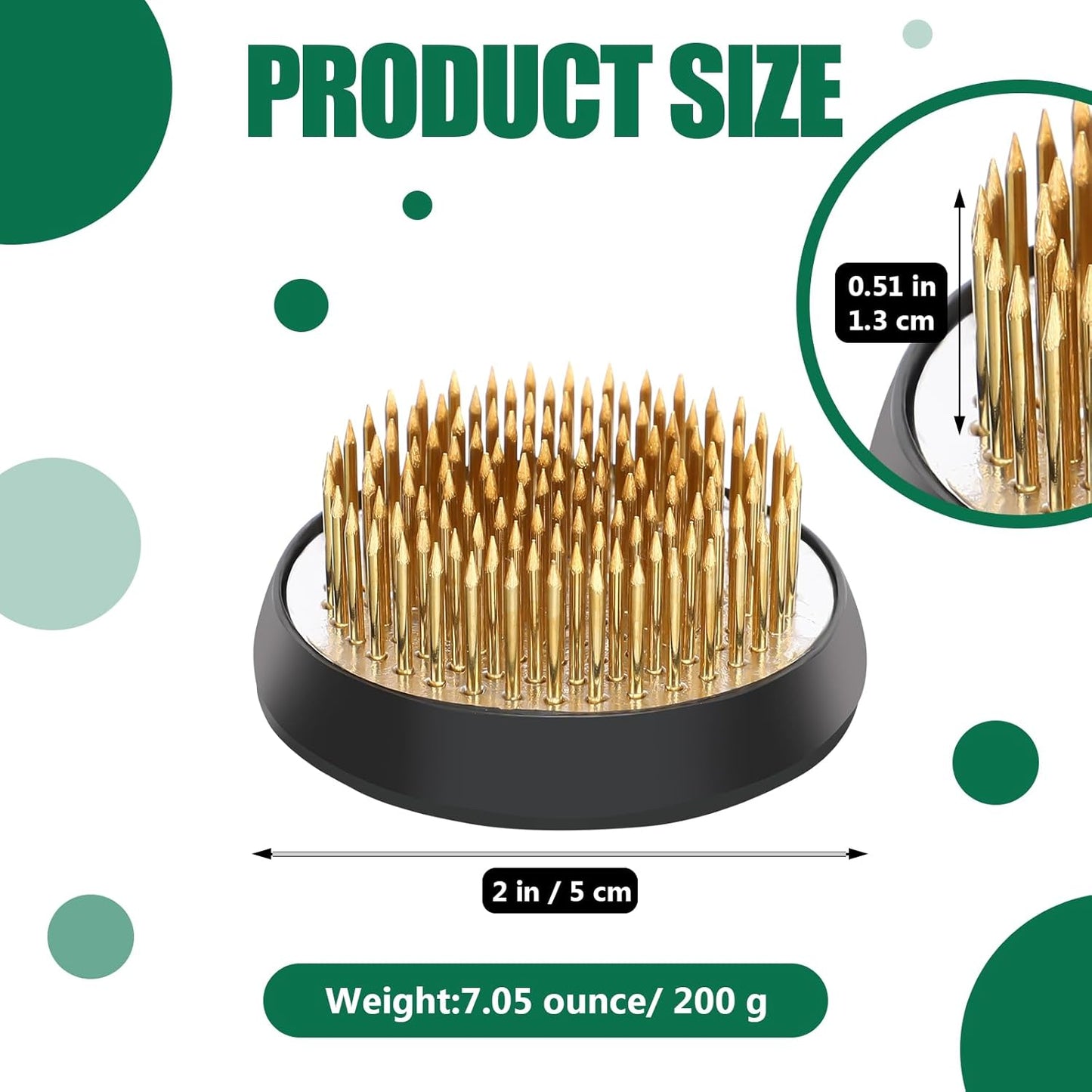 Sliner 16 Pieces Floral Frogs 2 Inch Round Brass Flower Holder Japanese Ikebana Vase Kenzan Flower Flower Arranger Flower Fixed Tools Pin for Flower Arrangement Home DIY Craft