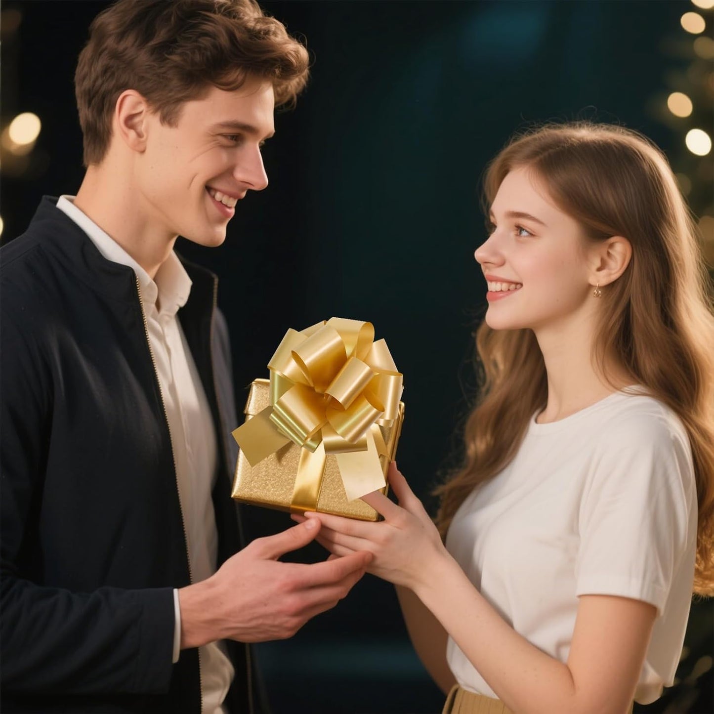 6 PCS 6 Inch Golden Pull Bows - Perfect for Gift Wrapping, Wedding Decor, Car Bows, Birthday Parties, Christmas and Valentine's Day