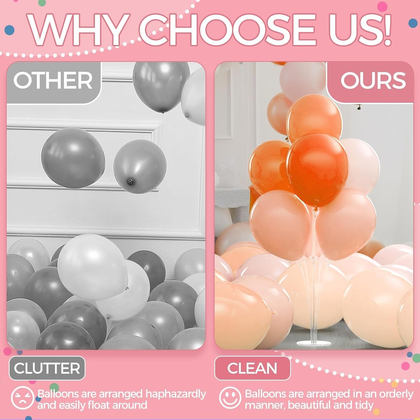 4 Set Balloon Stand Kit - Table Balloon Stands with Base, Easy Assembly Balloon Sticks, Reusable Balloon Holders for Baby Showers, Weddings, Birthdays, Party Decorations.