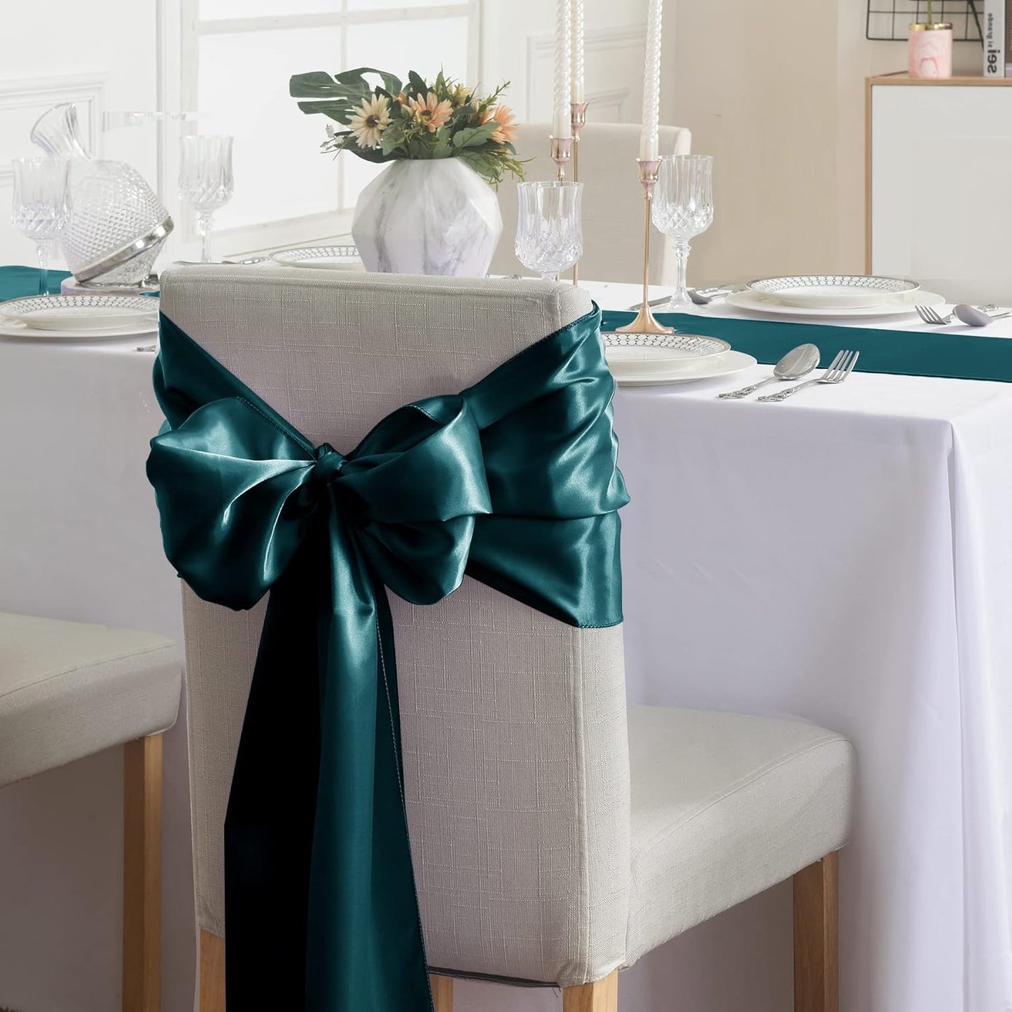 6Pack Table Runner 12 x 108 Inches Satin Silk Table Runner for Wedding, Birthday Party, Banquets, Graduations Decoration, fit Rectange and Round Table-Hunte